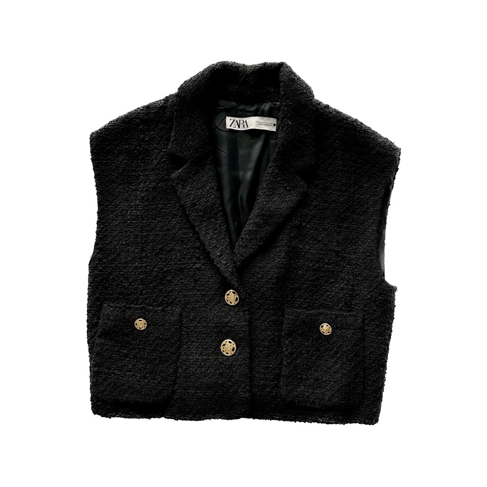 Zara tweed vest with gold details in size Medium.
